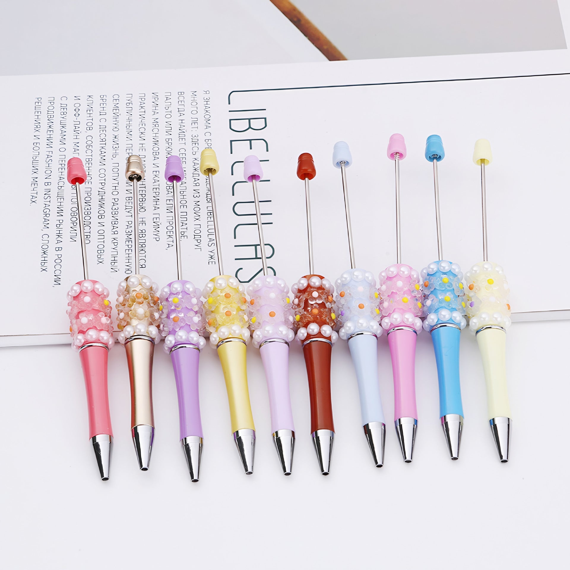 Wholesale Beadable Pens DIY Patch Pearl Flower Beadable Pen